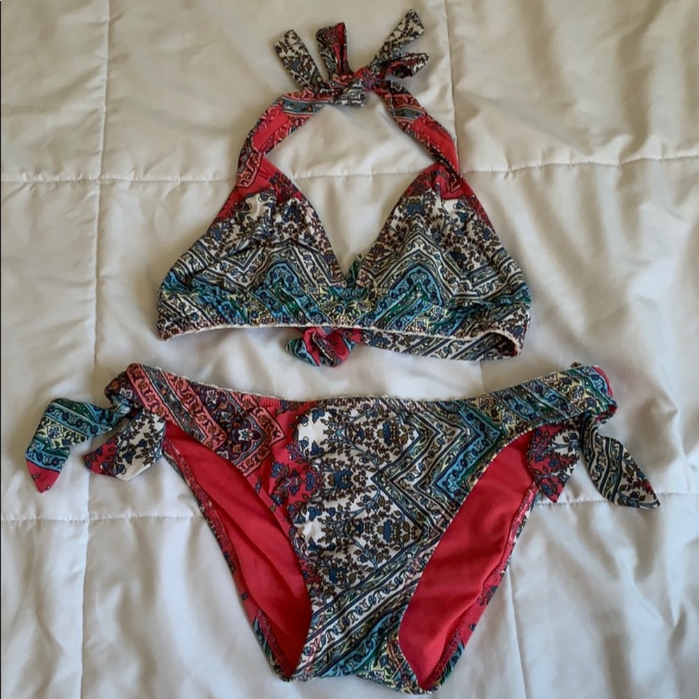 multicolored floral bikini